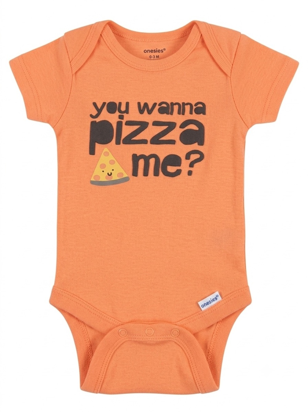 🎉 (0-3m) Gerber Onesies Orange "You Wanna Pizza Me?" Graphic Bodysuit